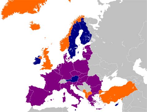 Map Comparing Nato And European Union Membership Blue Is Eu Only