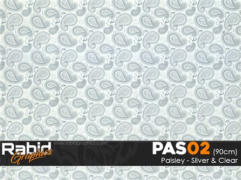 Paisley Silver And Clear Hydrographics Film 90cm Rabid Graphics Ltd