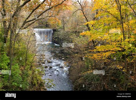 Cedar Cliff Falls In Autumn A Water Fall On The Little Miami River At