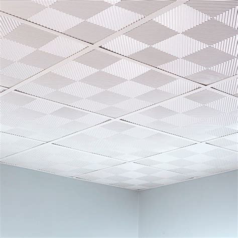 Fasade Quattro Matte White 2 Foot Square Lay In Ceiling Tile Assembly