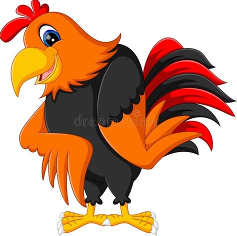 Cute Rooster Cartoon Presenting Stock Vector Illustration Of Birth
