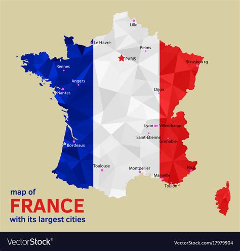 Map Of France And Its Largest Cities Royalty Free Vector