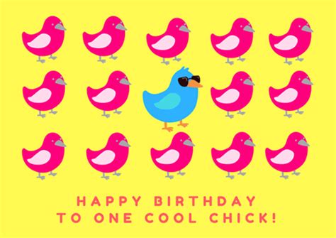 Happy Birthday To One Cool Chick Free Happy Birthday Ecards 123