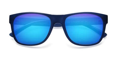 Blue Oversized Geek Chic Shield Mirrored Sunglasses With Blue Sunwear