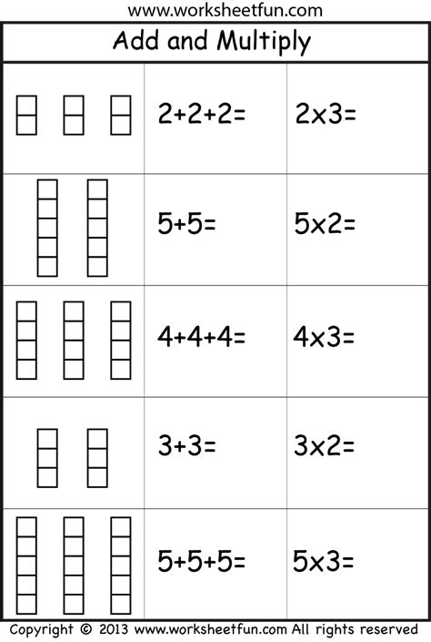 Beginning Multiplication Worksheets With Pictures Times Tables