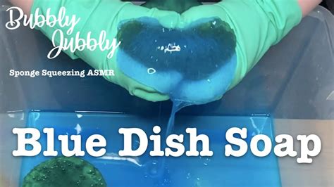 Sponge Squeezing Asmr Blue Dish Soap Youtube