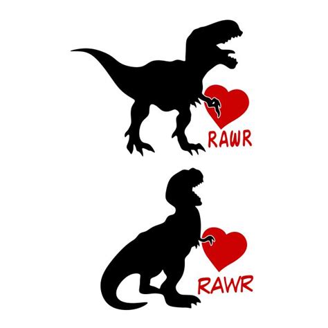 Download Valentine Dino T-Rex Heart Rawr Cuttable Design