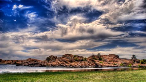 Willow Lake In Prescott Arizona United States Of America White Clouds