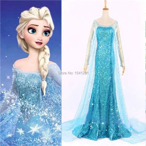 Frozen Elsa Queen Princess Adult Women Dress Blue Costume Elsa Dresses