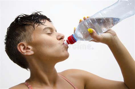 Closeup Of Girl Drinking Water After Workout Stock Image Image Of