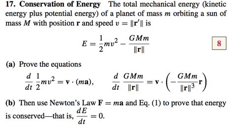Solved 17 Conservation Of Energy The Total Mechanical