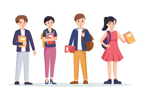 Character Student Back To School University Concept Vector