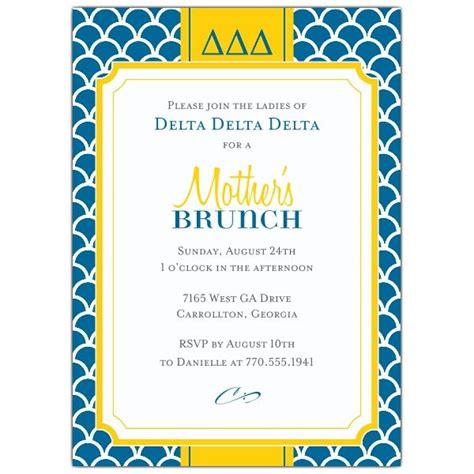 Delta Delta Delta Scale Frame Invitations Sorority Stationery Invitations Custom Invitations