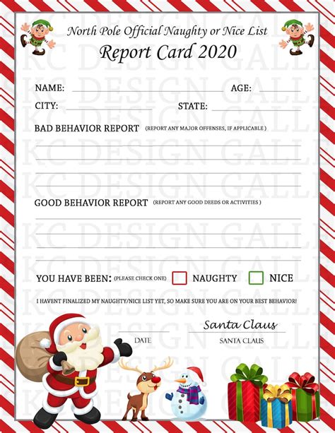 Santa Naughty Nice List Printable Pdf Immediate Download Etsy
