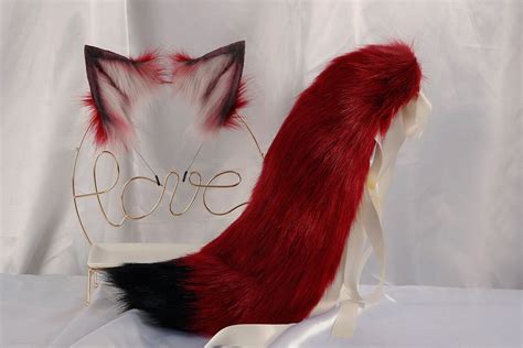 Red Wolf 22in Tail Wolf Ears Cosplay Animal Ears Plush Etsy