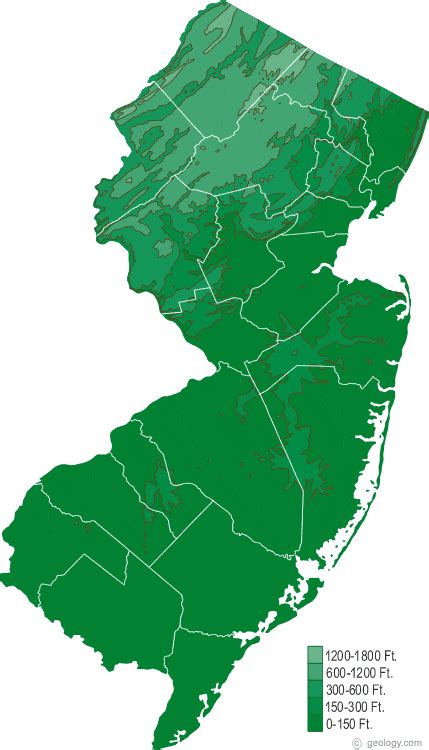 Elevation Map Of New Jersey Coastal Map World