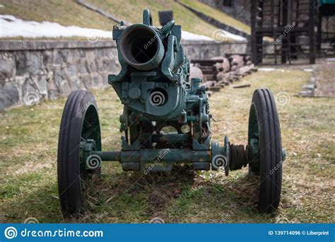 Old Rustic Cannon From World War Two Stock Photo Image