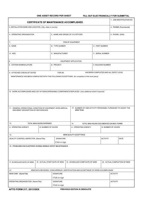 Afto Form 217 Fill Out Sign Online And Download Fillable Pdf