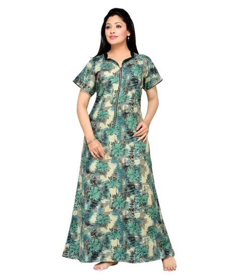 Buy Soulemo Cotton Nighty And Night Gowns Green Online At Best Prices In India Snapdeal