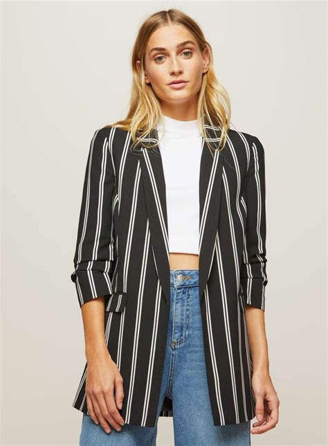striped ruched sleeve blazer ruched sleeve blazer clothes design fashion