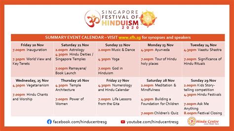Festival Of Hinduism Calendar Of Events Hindu Centre Singapore