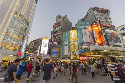 Ximending Shopping District At Night Taipei Editorial Photography