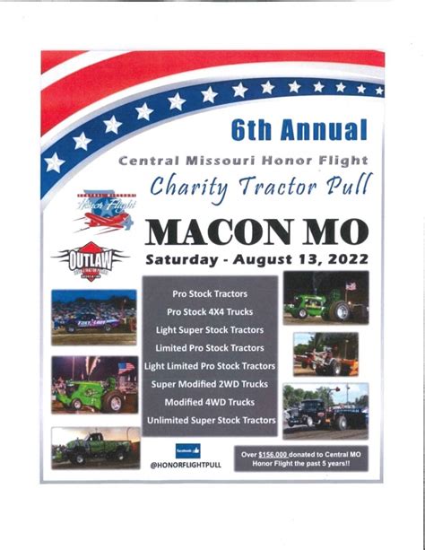 6th Annual Central Missouri Honor Flight Charity Tractor Pull Macon Mo