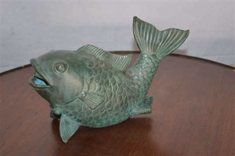Fish Fountain Small Size Bronze Statue Size 4l X 10w X 7h Nifao
