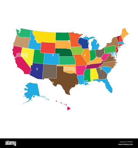 alta mapa de ee uu detallada con los estados federales ilustración vectorial de los estados
