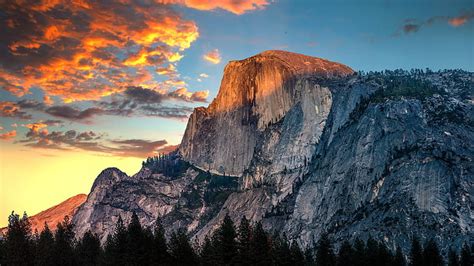 Hd Wallpaper Nature Mountains Cliff Rock Sunset Yosemite National