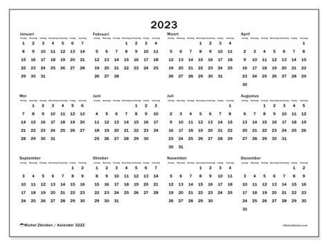 Kalender 2023 Om Af Te Drukken “32zz” Michel Zbinden Be
