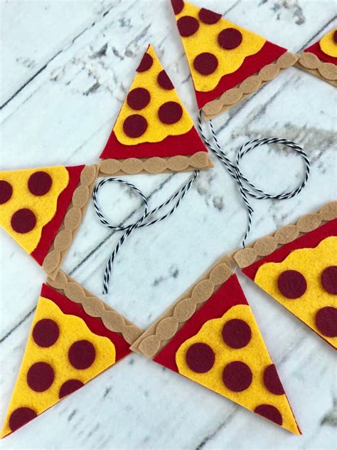 Pizza Slices Felt Banner Garland Birthday Pizza Etsy