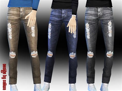 The Sims Resource Mens Ripped Jeans By Saliwa • Sims 4 Downloads