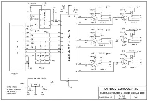 FaÇa Um RelÓgio Controlador De 6 Canais VersÃo Para Ds1307 Com Pic 16f628a E Lcd Ref116