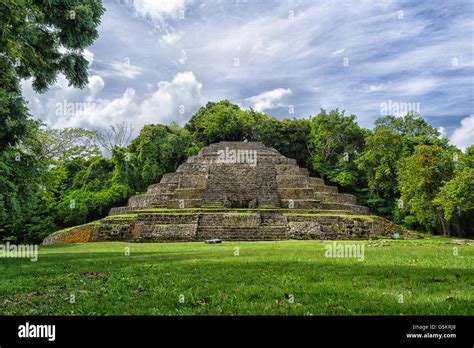 The Jaguar Temple An Ancient Mayan Ruin In Lamanai Belize Stock Photo