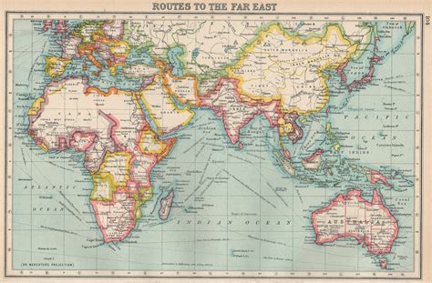 Far East Routes Continuous British Possessions From N S Of Africa 1924 Map