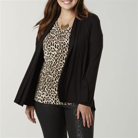 Simply Emma Womens Plus Open Front Cardigan