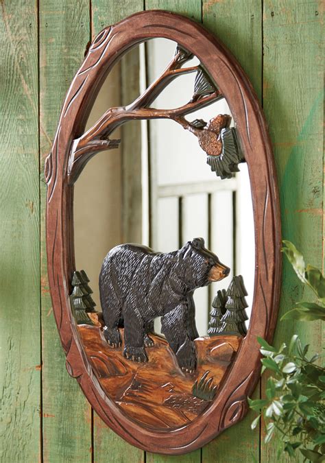 Popular bathroom bear decor of good quality and at affordable prices you can buy on aliexpress. Black Bear Carved Wood Mirror