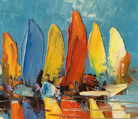 Abstract Painting Heavy Texture Oil Painting Sail Boat