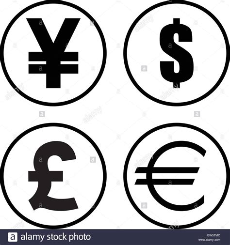 Download euro currency stock vectors. Yen / Yuan, Dollar, Pound and Euro currency symbol set ...