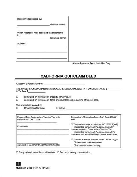 California Quitclaim Deed Form Legal Templates