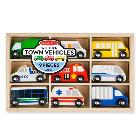 Buy Melissa And Doug Town Vehicles Set In Wooden Tray 9 Pcs Online At