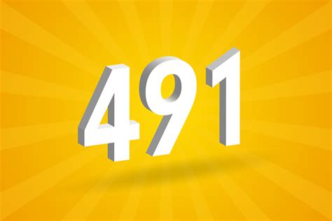 3d 491 Number Font Alphabet White 3d Number 491 With Yellow Background