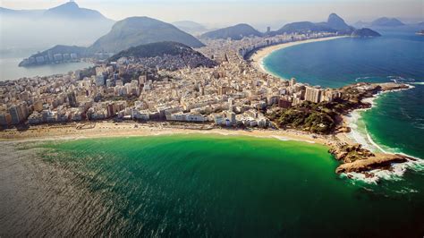 Aerial View Of Copacabana Beach And Ipanema Beach In Rio De Janeiro