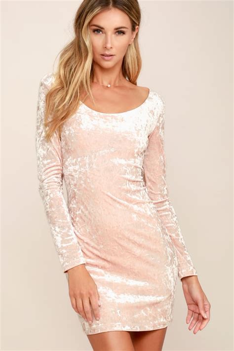 Sexy Blush Pink Dress Velvet Dress Bodycon Dress 3900 Lulus