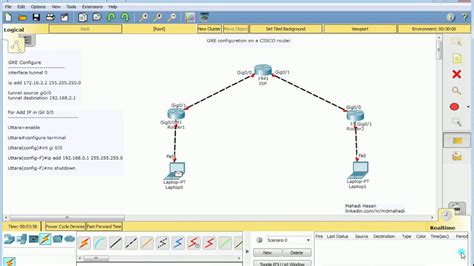 Ccna Lecture Configure Gre Tunnel In Packet Tracer Youtube
