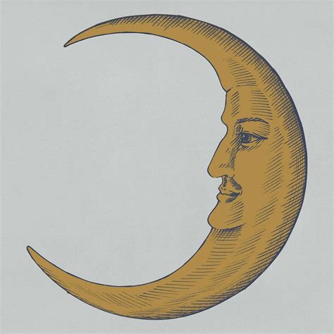 Hand Drawn Moon With Face Premium Image By Moon Face