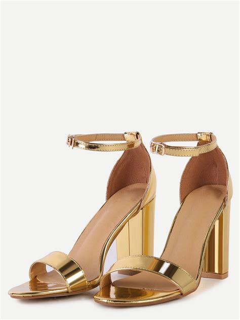 Gold Peep Toe Ankle Strap Sandals Sheinsheinside Gold High Heel Sandals Golden Sandals