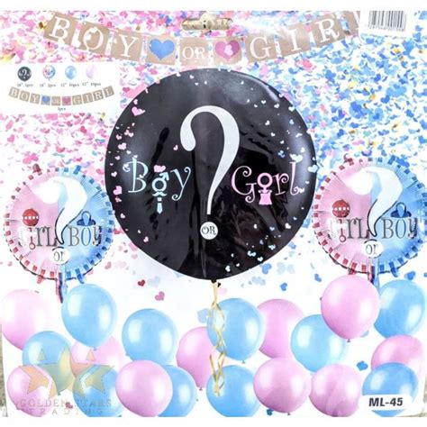 Gender Reveal Balloon Decoration Set Golden Stars Trading