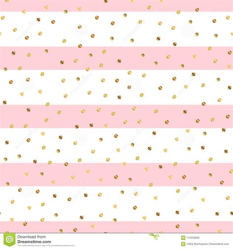 Golden Dots Pattern On Pink Striped Background Stock Vector